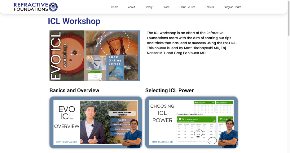 EVO ICL Workshop on Refractive Foundations — free online course by Hirabayashi, Virdi, Nasser, Waite, and Parkhurst